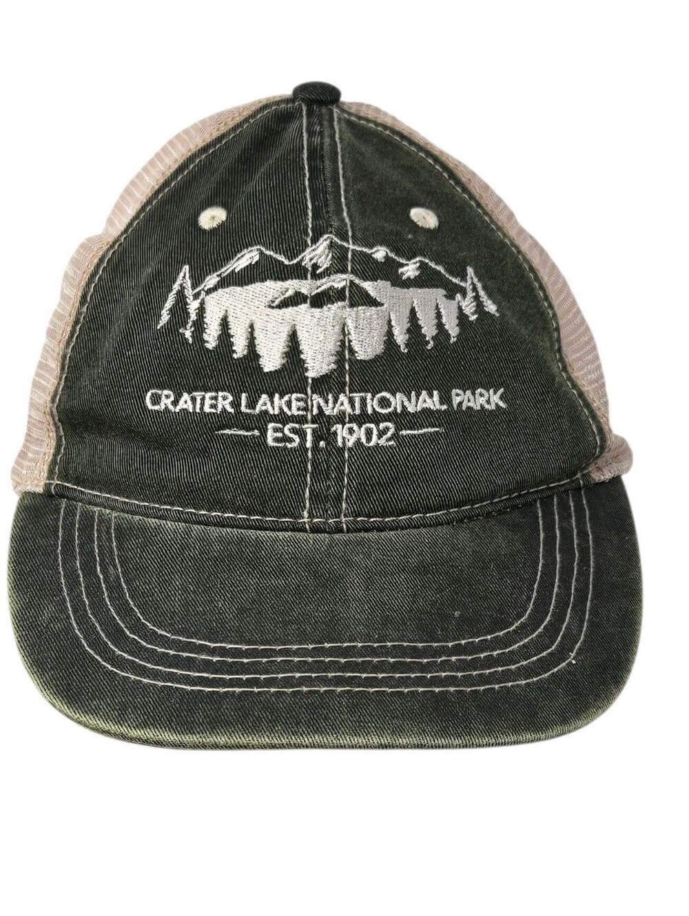 Crater Lake National Park Trucker Hat Embroidered Mesh Adjustable Green